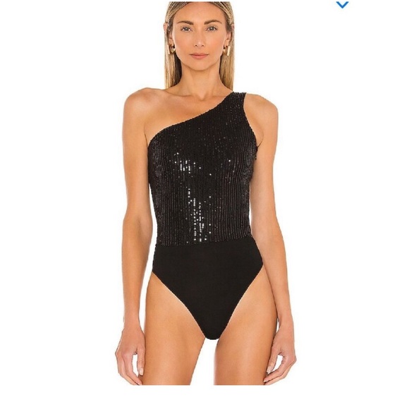 NWT SUPERDOWN Remi One Shoulder Bodysuit Sequins by Revolve. - Picture 2 of 8